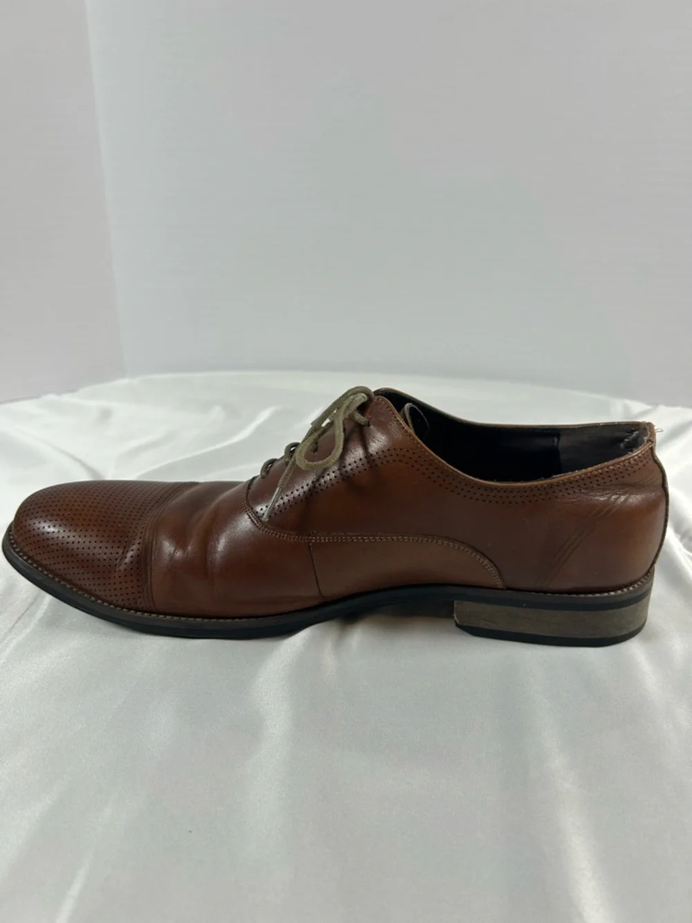 Kenneth Cole Reaction Jean IAL Men's Brown Cap Toe Leather‎ Oxfords 10.5 * flaw